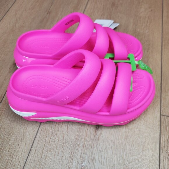 Crocs Mega Crush Triple Strap Platform Sandals Pink White Womens Size 8 New - Picture 3 of 9